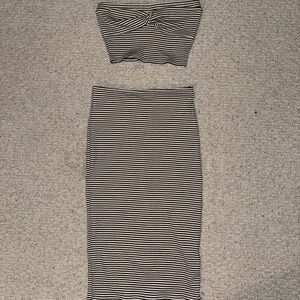 Black and White Midi Pencil Skirt Set